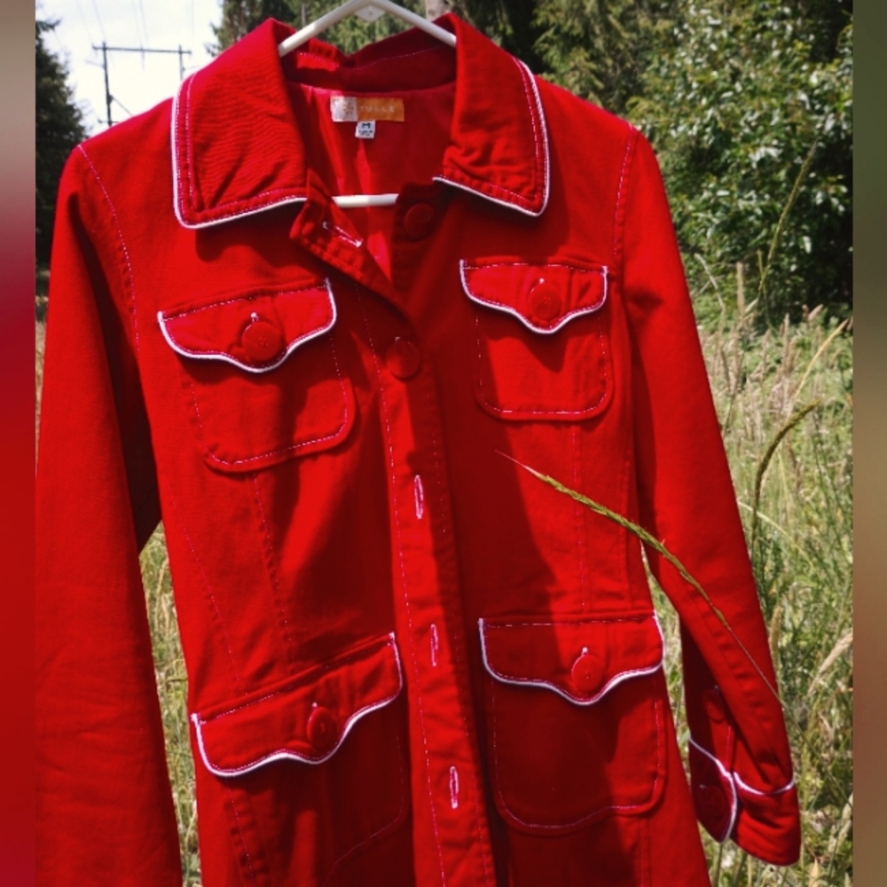❤️Candy Apple Red Tulle Women's Windbreaker❤️